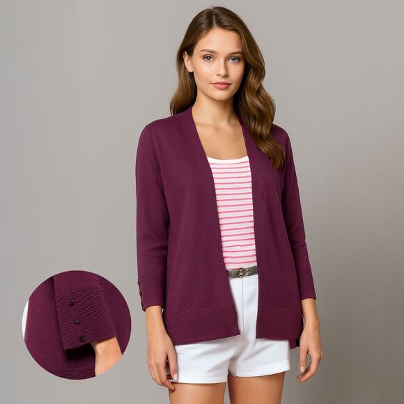 NWOT Evolution Burgundy Super Soft Open Front Cardigan Sweater Sz Small - Picture 1 of 9